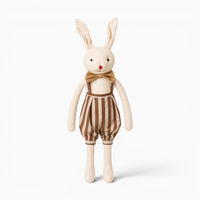 Beige Bunny Plush with Striped Dungarees My Plushie