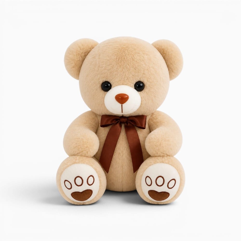 Beige Teddy Bear with Bow My Plushie