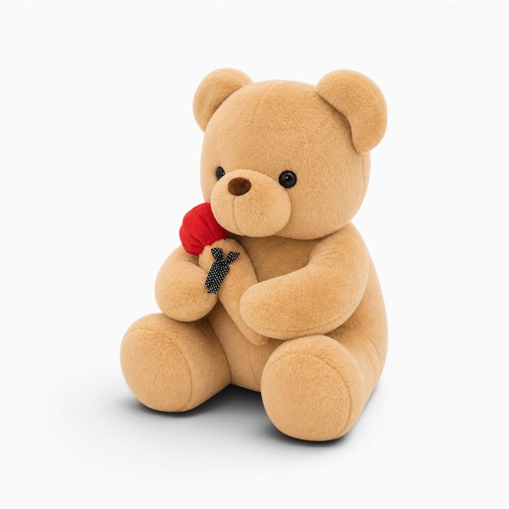 Beige Teddy Bear with Rose My Plushie