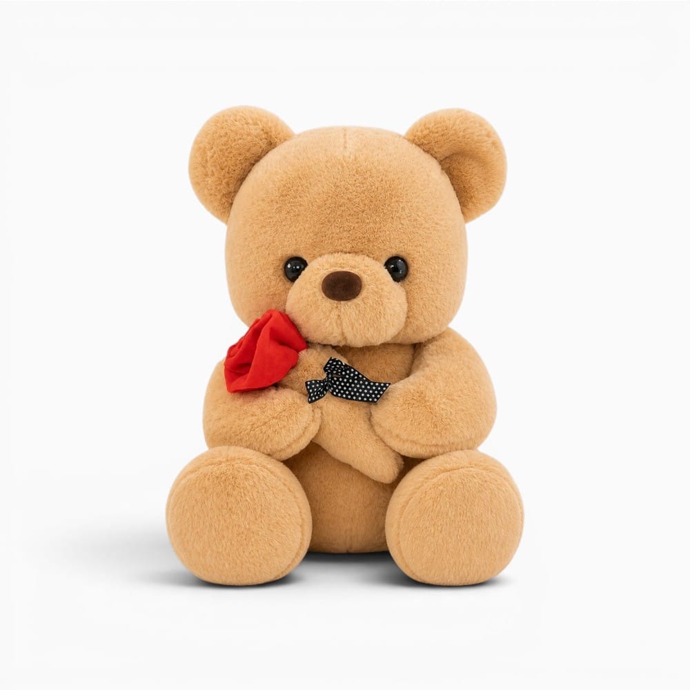Beige Teddy Bear with Rose My Plushie