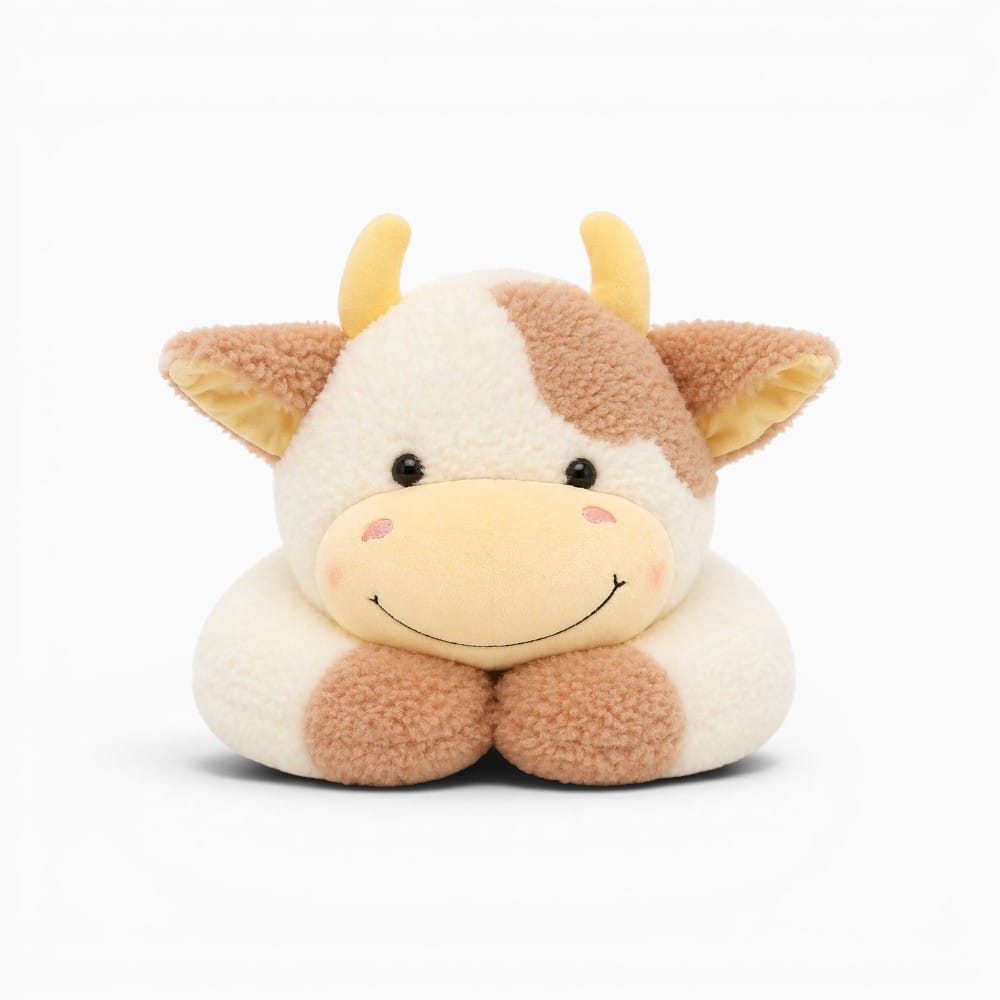 Brown White Large Cow Plush My Plushie