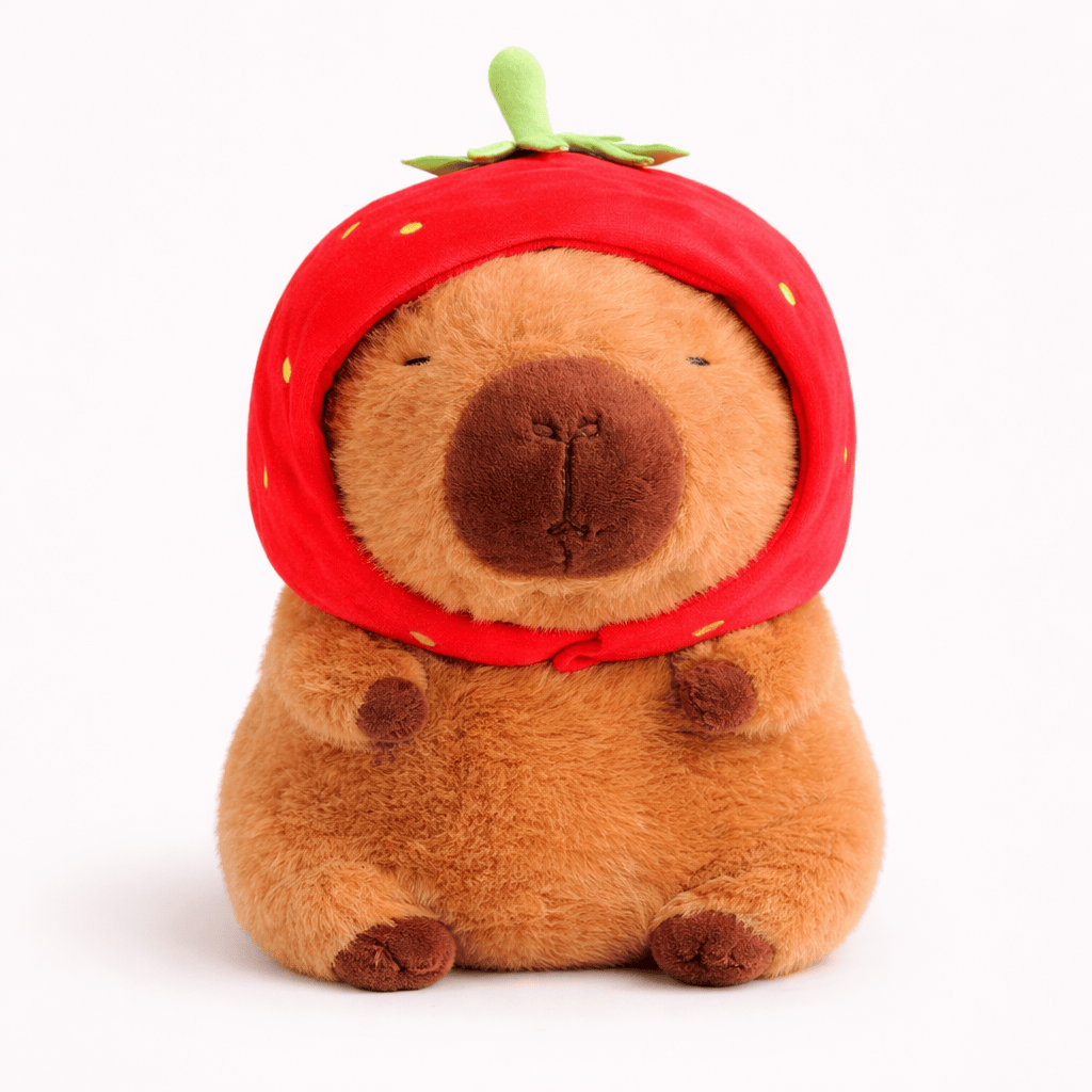 Capybara Plush with Strawberry Hat Soft My Plushie