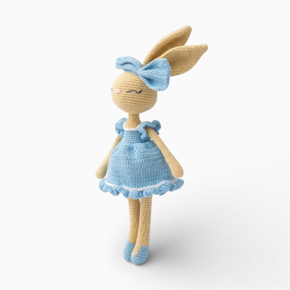 Crochet Bunny Doll in Blue Dress My Plushie