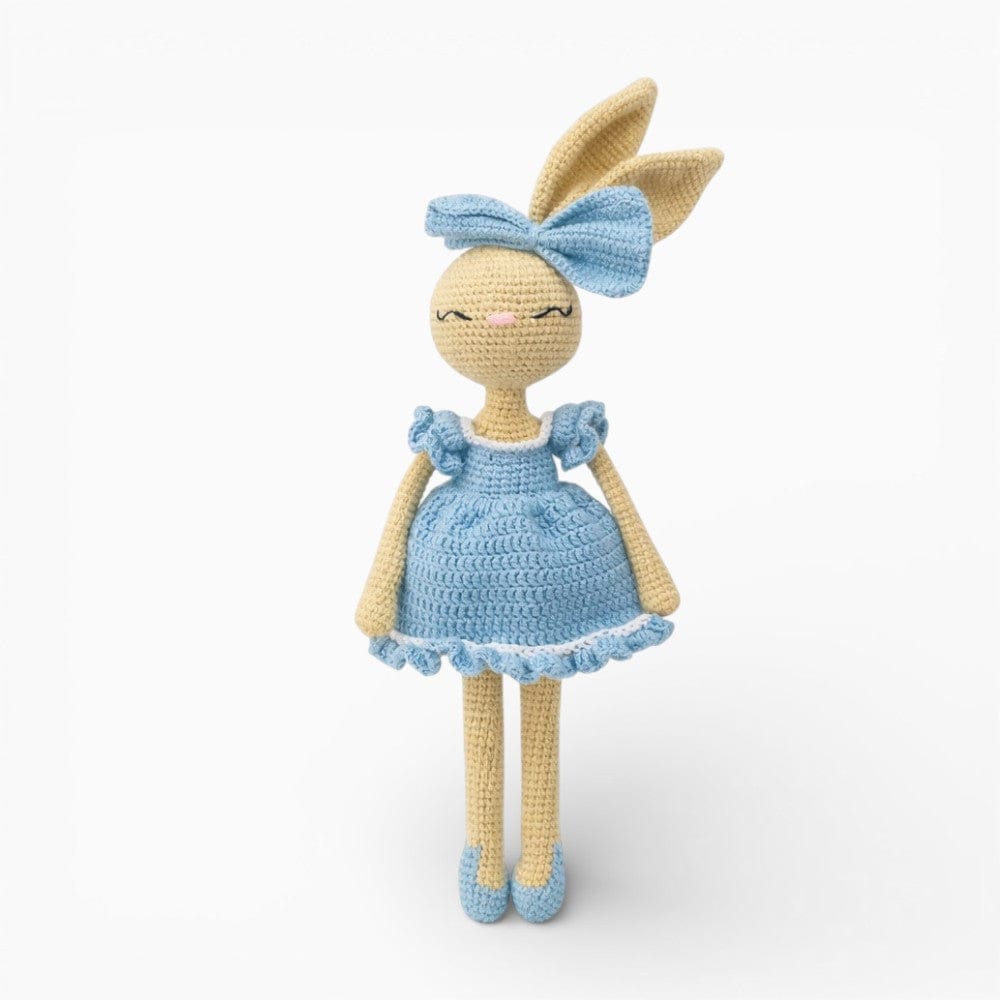 Crochet Bunny Doll in Blue Dress My Plushie