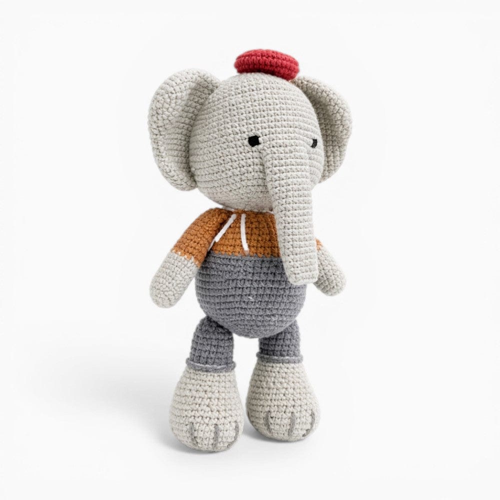 Crochet Elephant Plush in Grey Trousers My Plushie