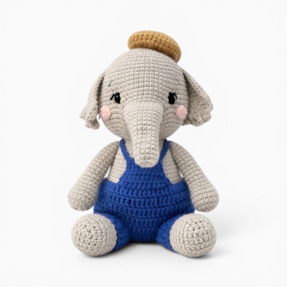 Crochet Elephant Plush in Overalls My Plushie