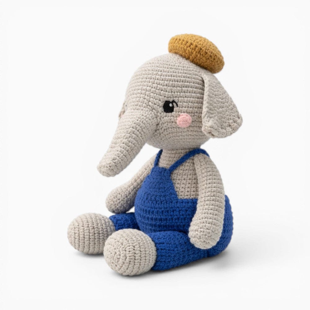 Crochet Elephant Plush in Overalls My Plushie
