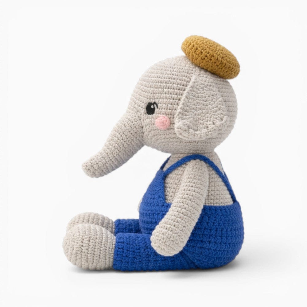 Crochet Elephant Plush in Overalls My Plushie