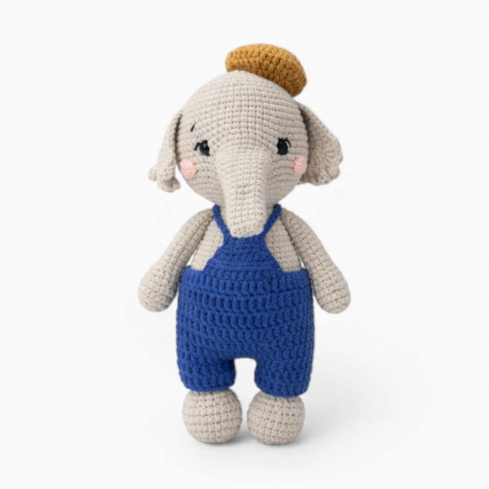 Crochet Elephant Plush in Overalls My Plushie