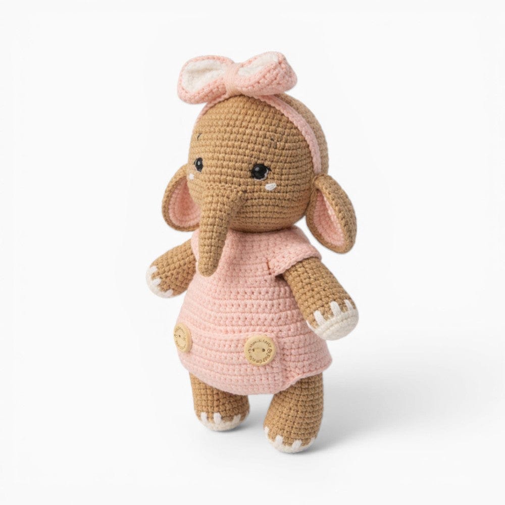 Crochet Elephant Plush in Pink Dress My Plushie