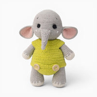 Crochet Elephant Plush in Yellow Romper My Plushie