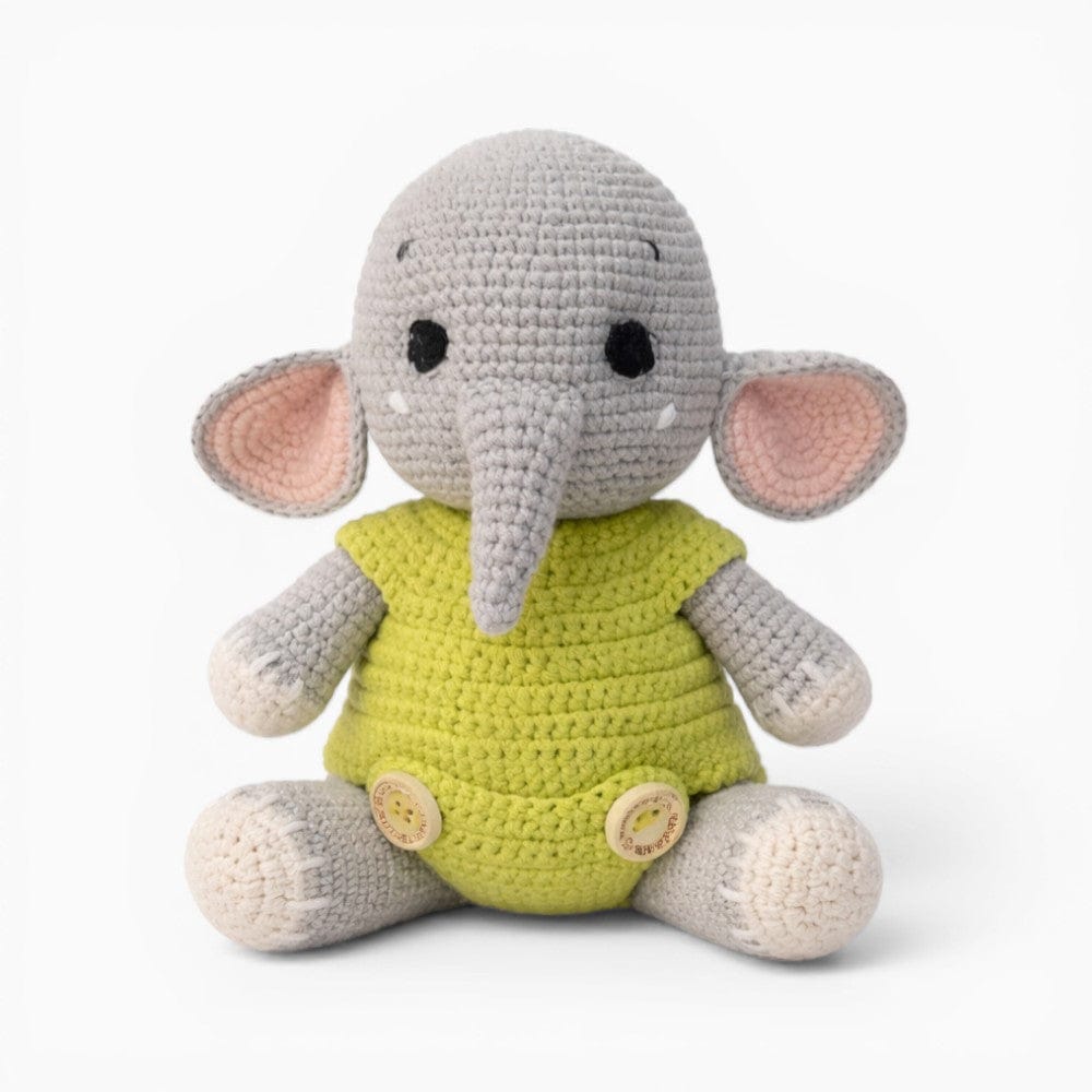 Crochet Elephant Plush in Yellow Romper My Plushie