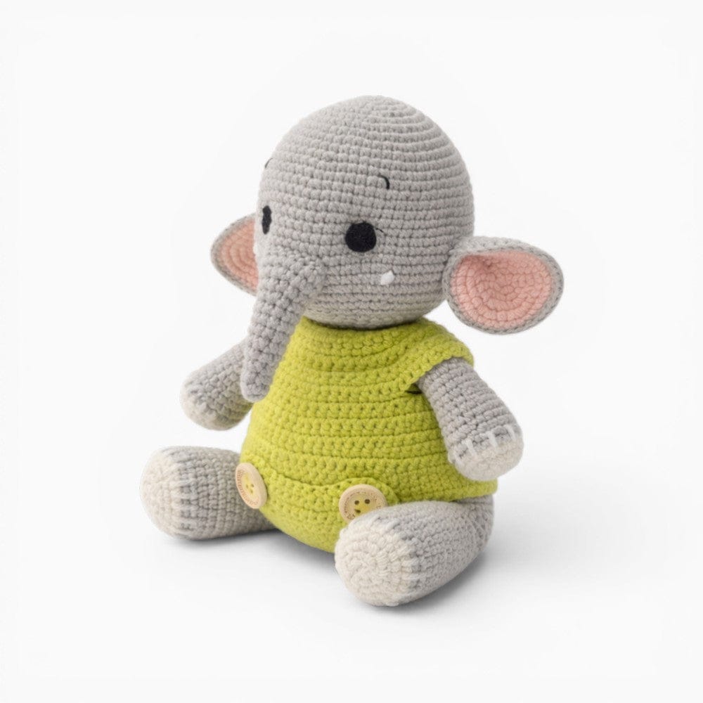 Crochet Elephant Plush in Yellow Romper My Plushie