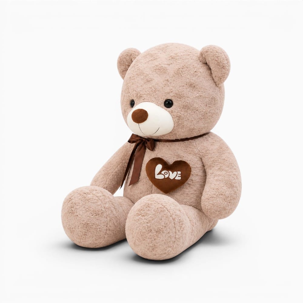 Giant Beige Teddy Bear with Heart My Plushie