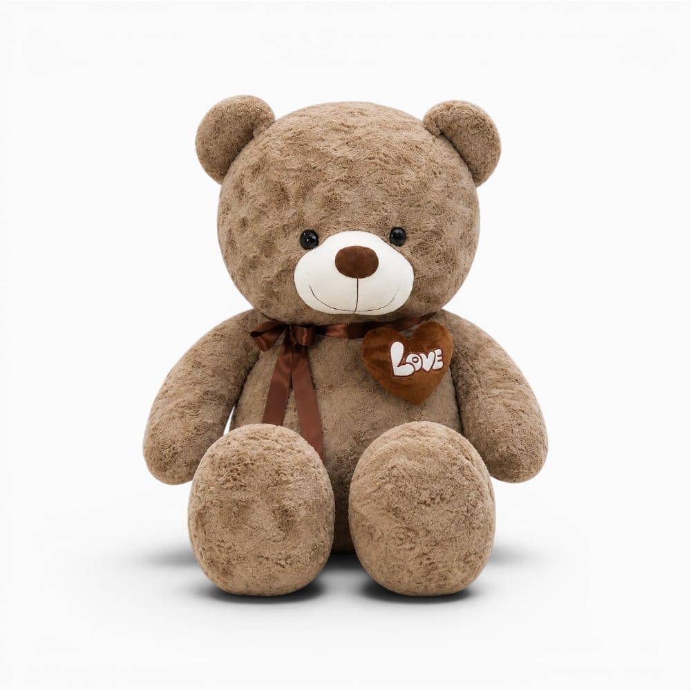 Giant Brown Teddy Bear with Heart My Plushie