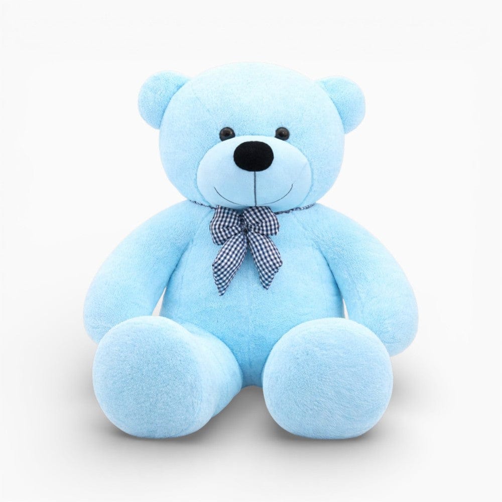 Light Blue Giant Teddy Bear with Checked Bow My Plushie