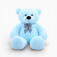 Light Blue Giant Teddy Bear with Checked Bow My Plushie