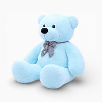 Light Blue Giant Teddy Bear with Checked Bow My Plushie