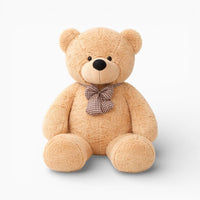 Light Brown Giant Teddy Bear with Checked Bow My Plushie