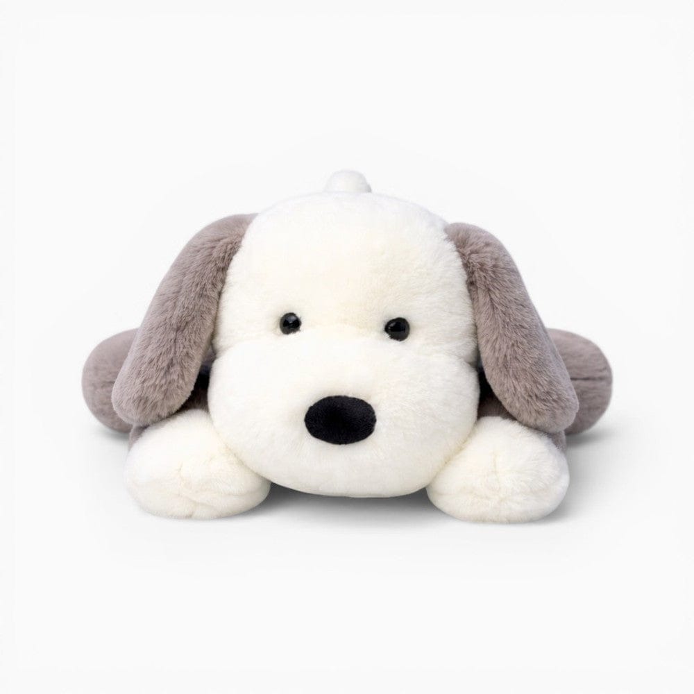 Lying White Grey Dog Plush with Large Floppy Ears My Plushie
