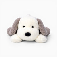 Lying White Grey Dog Plush with Large Floppy Ears My Plushie