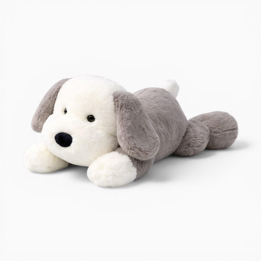 Lying White Grey Dog Plush with Large Floppy Ears My Plushie