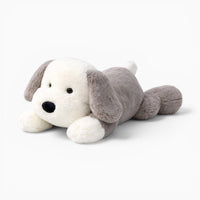 Lying White Grey Dog Plush with Large Floppy Ears My Plushie