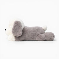 Lying White Grey Dog Plush with Large Floppy Ears My Plushie