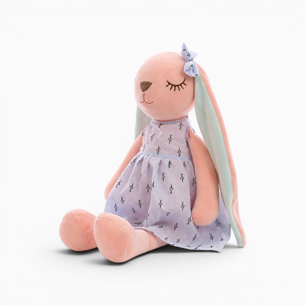 Pink Bunny Plush with Purple Dress My Plushie