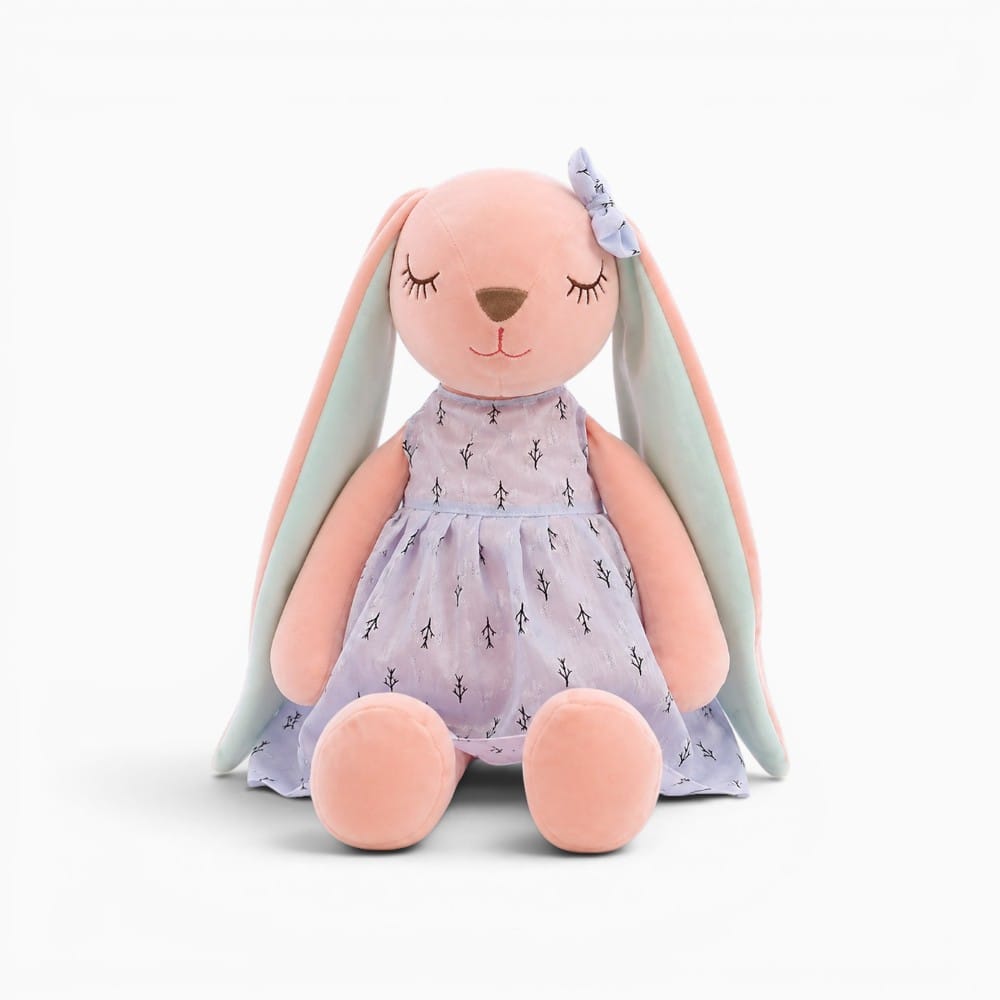 Pink Bunny Plush with Purple Dress My Plushie
