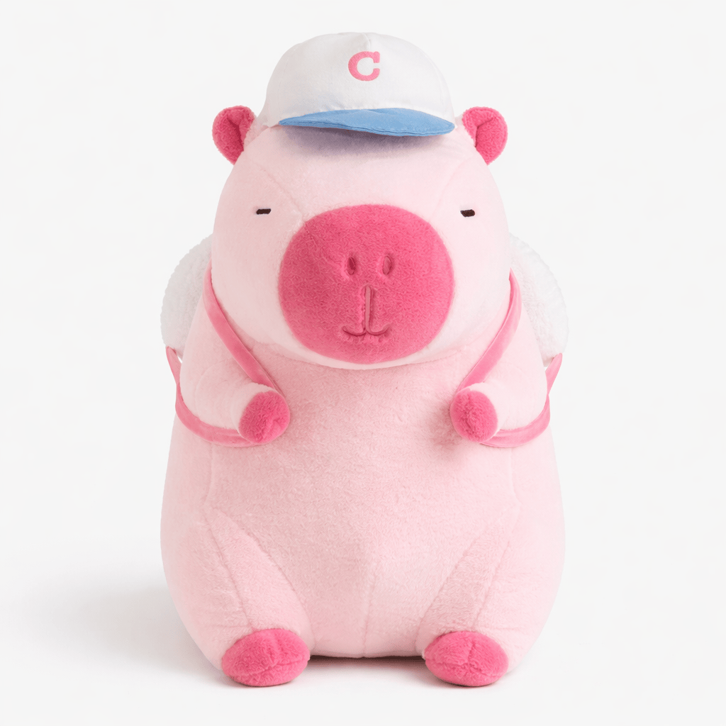 Pink Capybara Plush with Cap Backpack My Plushie