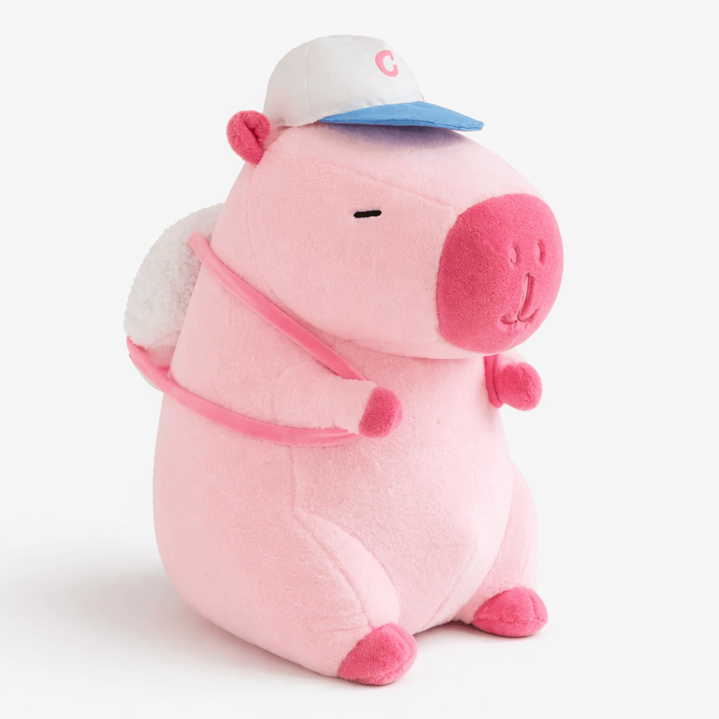 Pink Capybara Plush with Cap Backpack My Plushie
