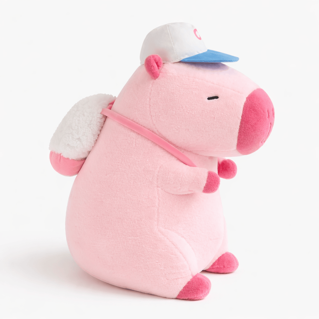 Pink Capybara Plush with Cap Backpack My Plushie