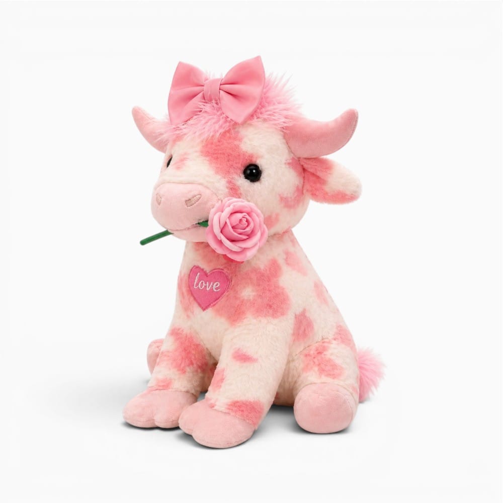 Pink Love Highland Cow Plush My Plushie