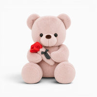 Pink Teddy Bear with Rose My Plushie