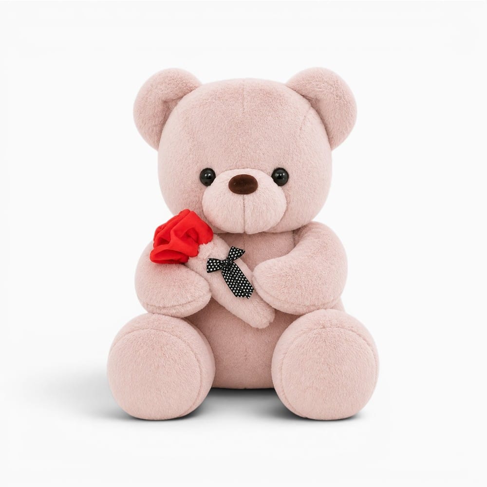 Pink Teddy Bear with Rose My Plushie