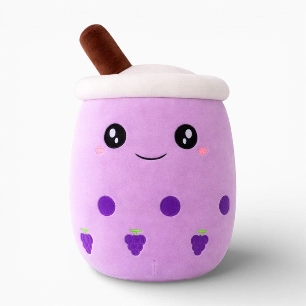 Purple Bubble Tea Plush Pillow with Grape Design My Plushie