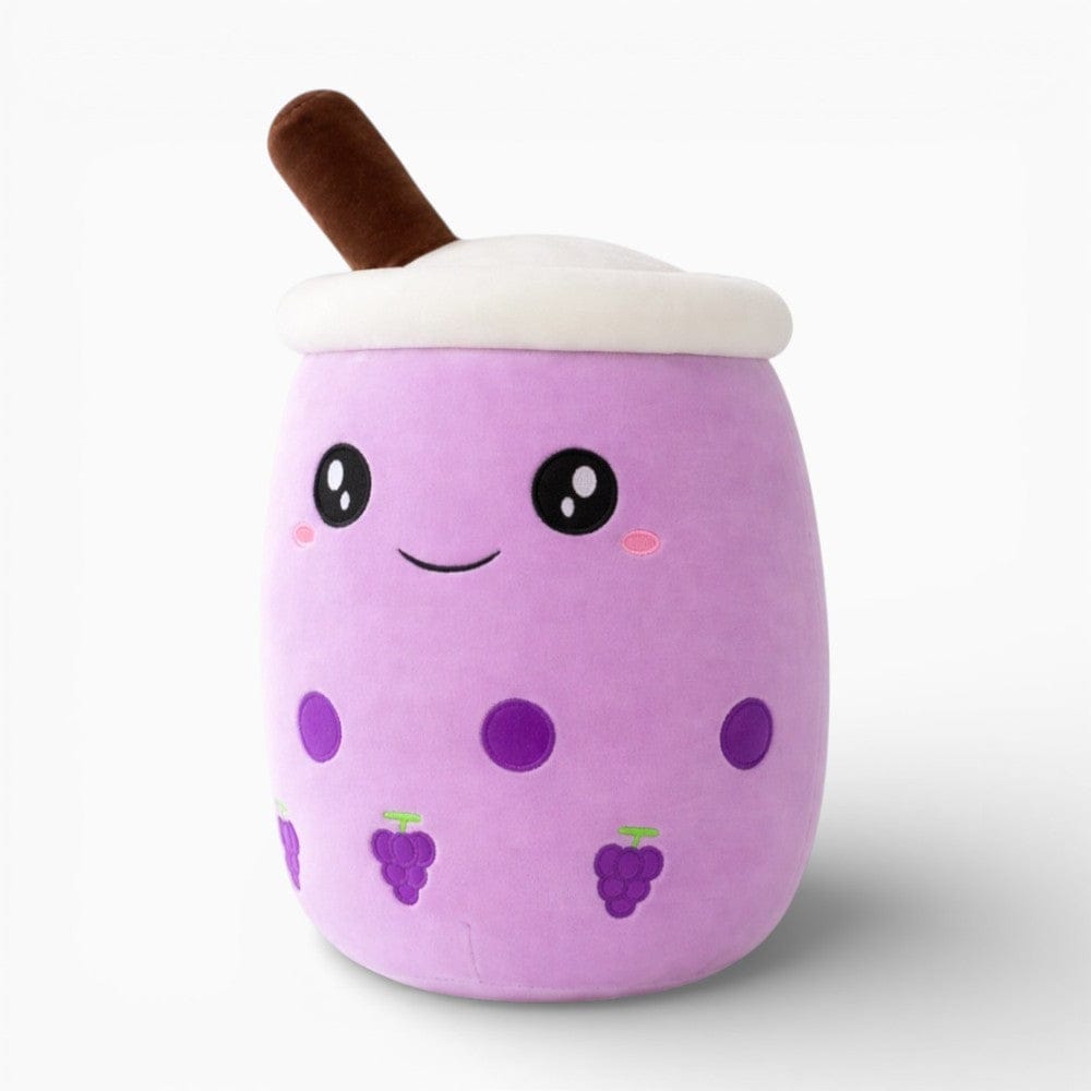 Purple Bubble Tea Plush Pillow with Grape Design My Plushie