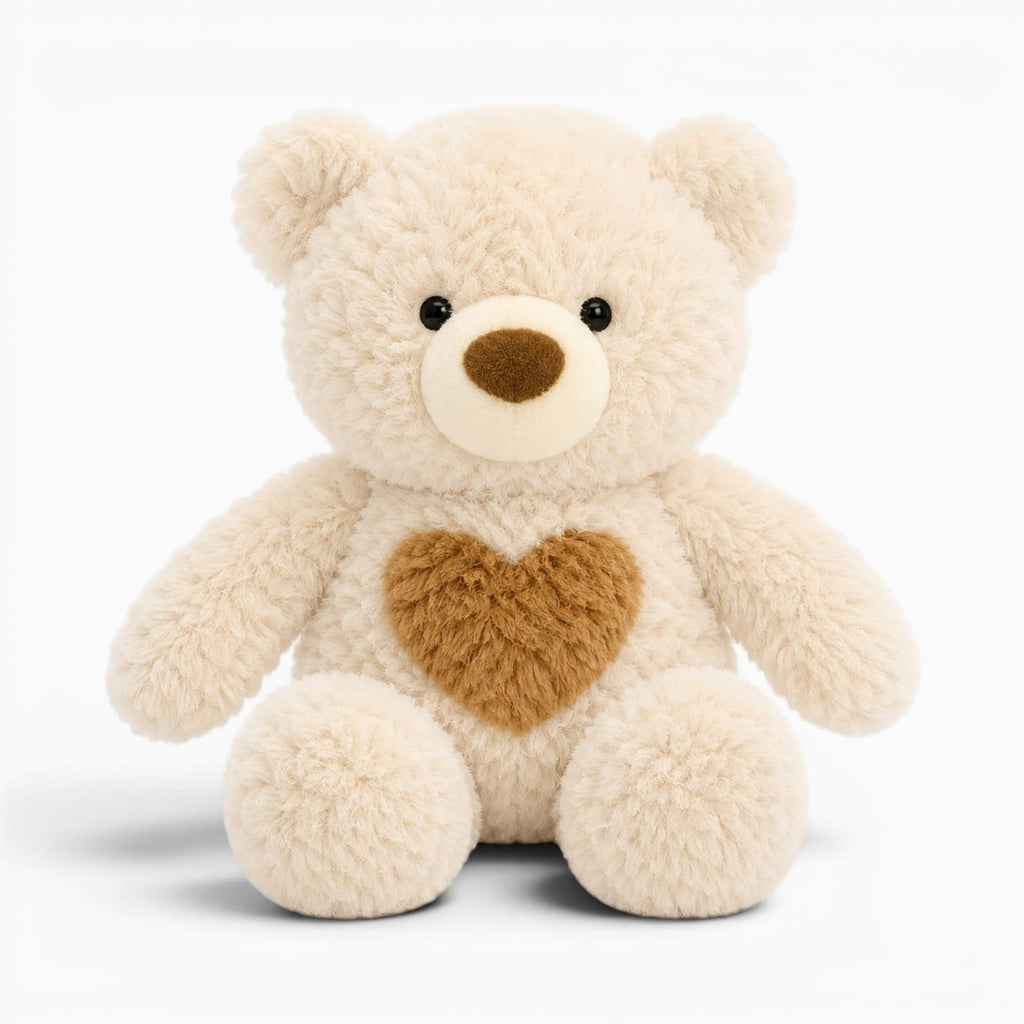 Soft White Teddy Bear with Heart My Plushie