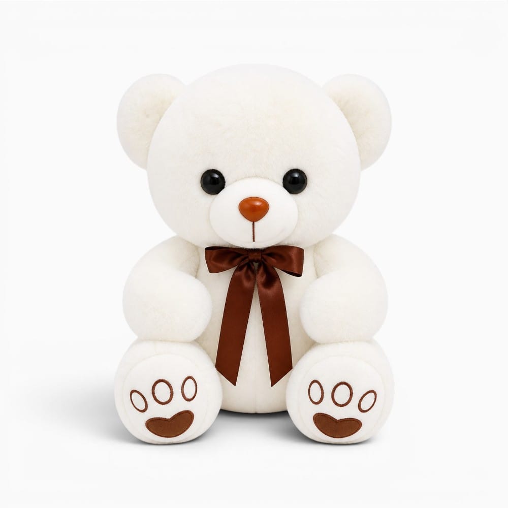 White Teddy Bear with Bow My Plushie
