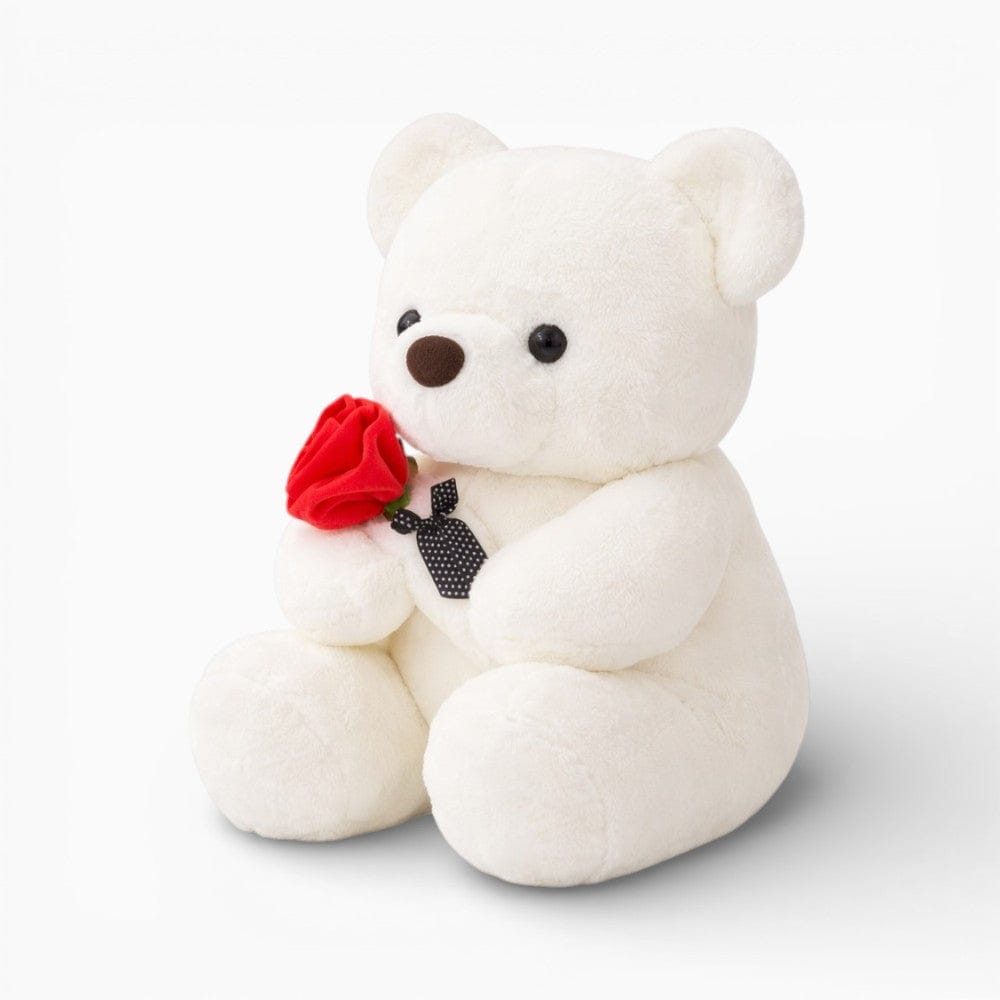White Teddy Bear with Red Rose My Plushie