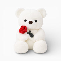 White Teddy Bear with Red Rose My Plushie